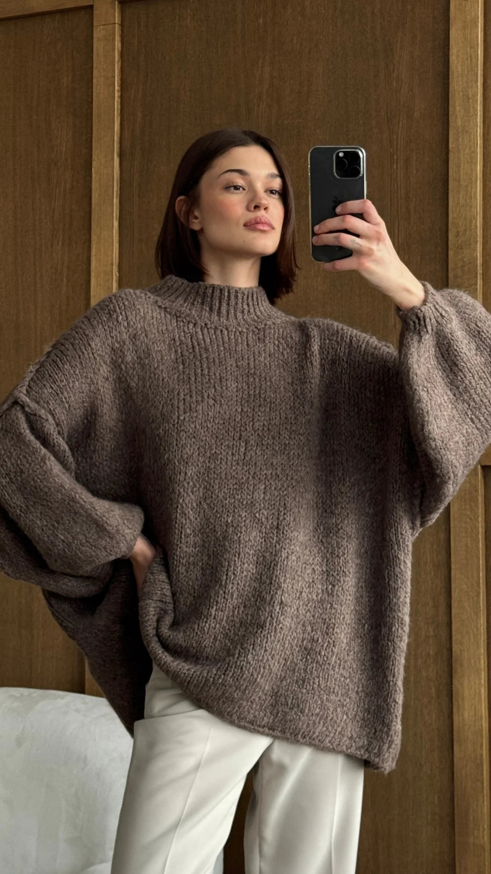 the LAYLA sweater, taupe