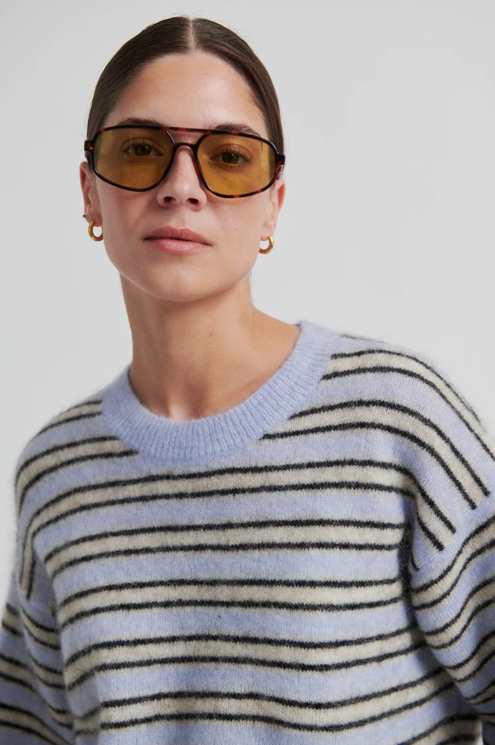 the STELLAR knit o-neck, halogen blue
