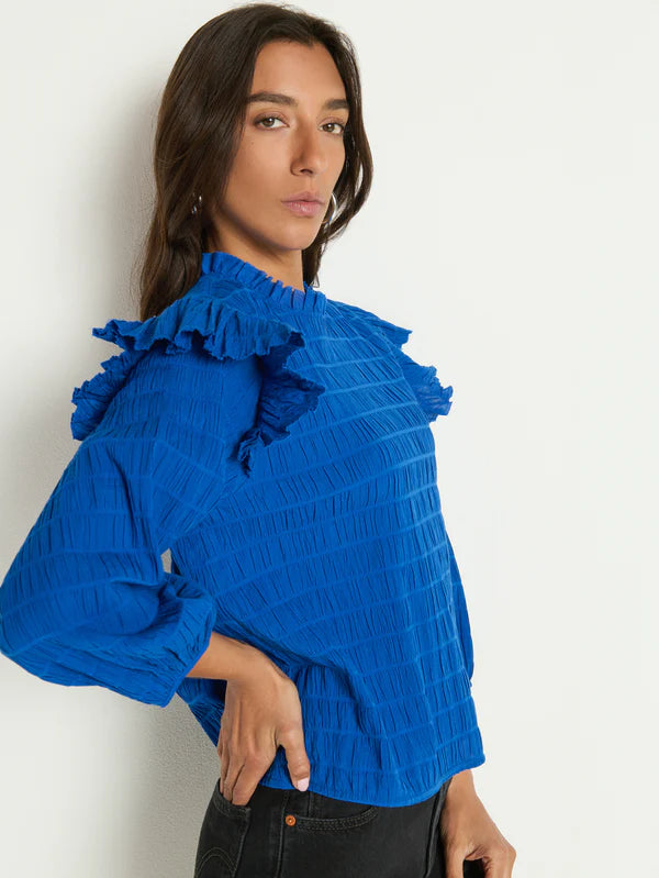 the ARIA ruffle top, sapphire