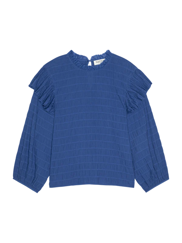 the ARIA ruffle top, sapphire
