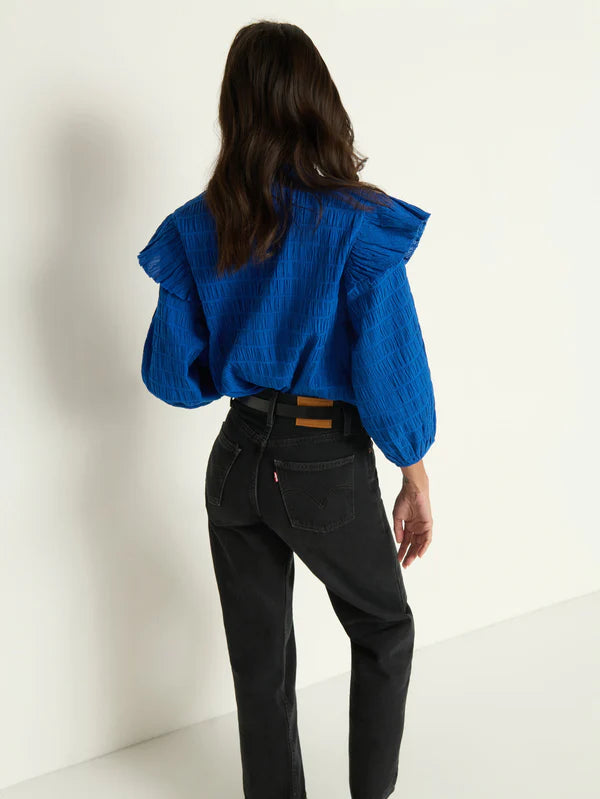 the ARIA ruffle top, sapphire