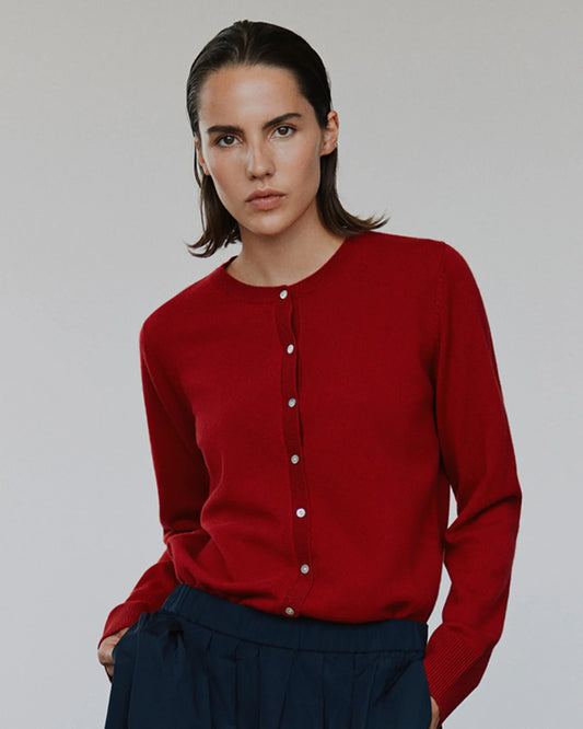 the ESSENTIALS cardigan, poppy