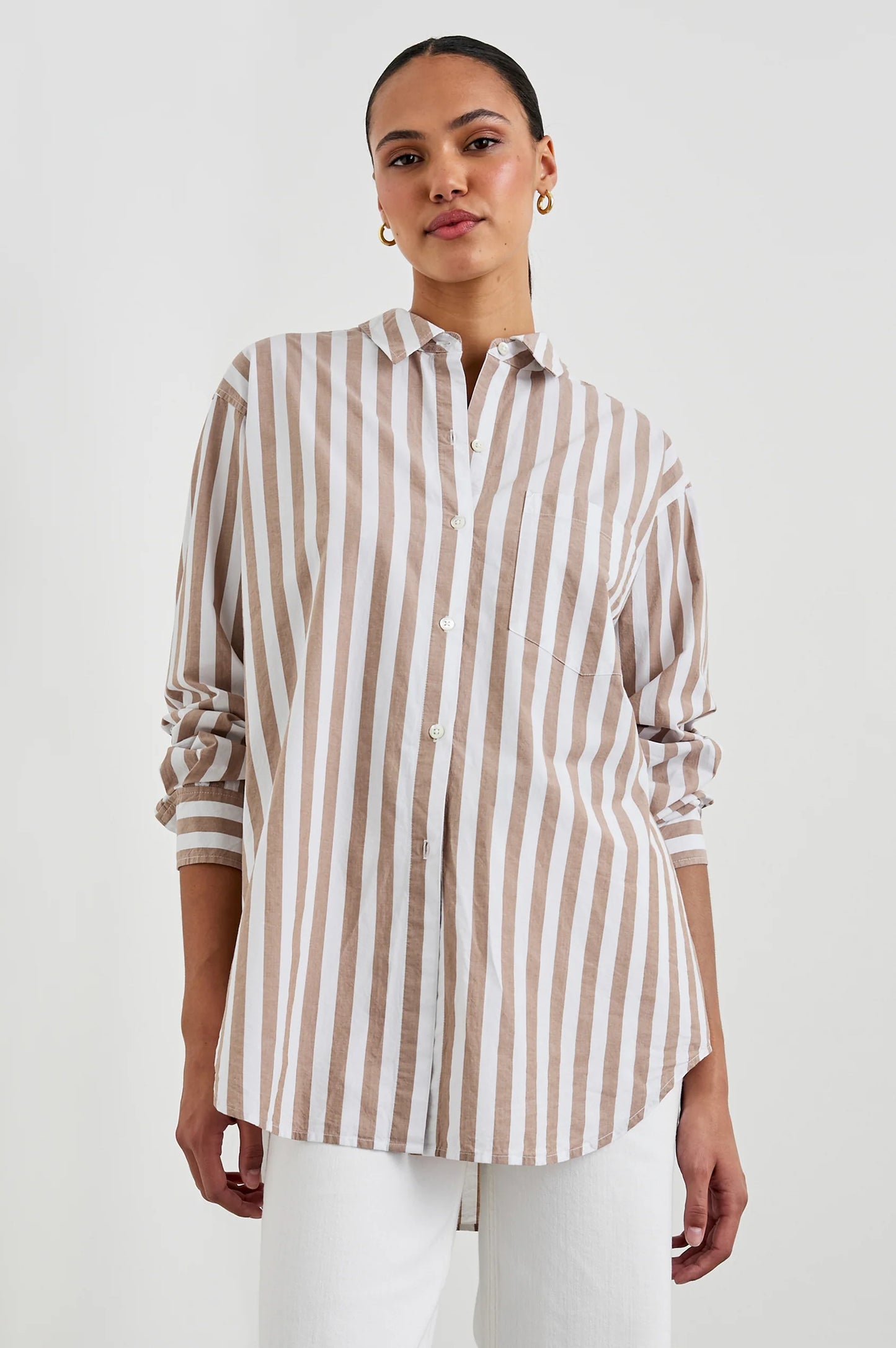 the ELSA shirt, russet white stripe