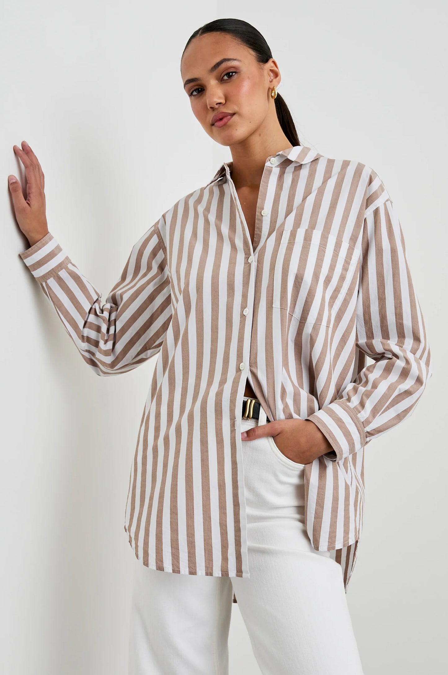 the ELSA shirt, russet white stripe