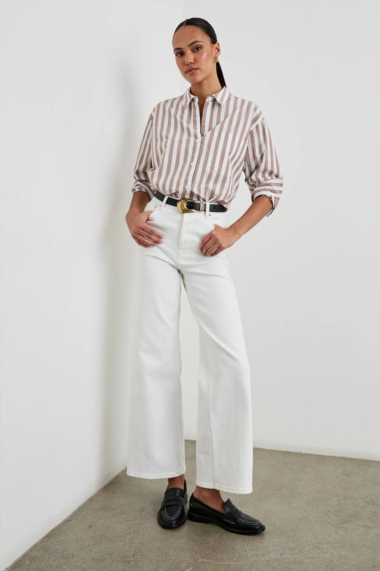 the ELSA shirt, russet white stripe