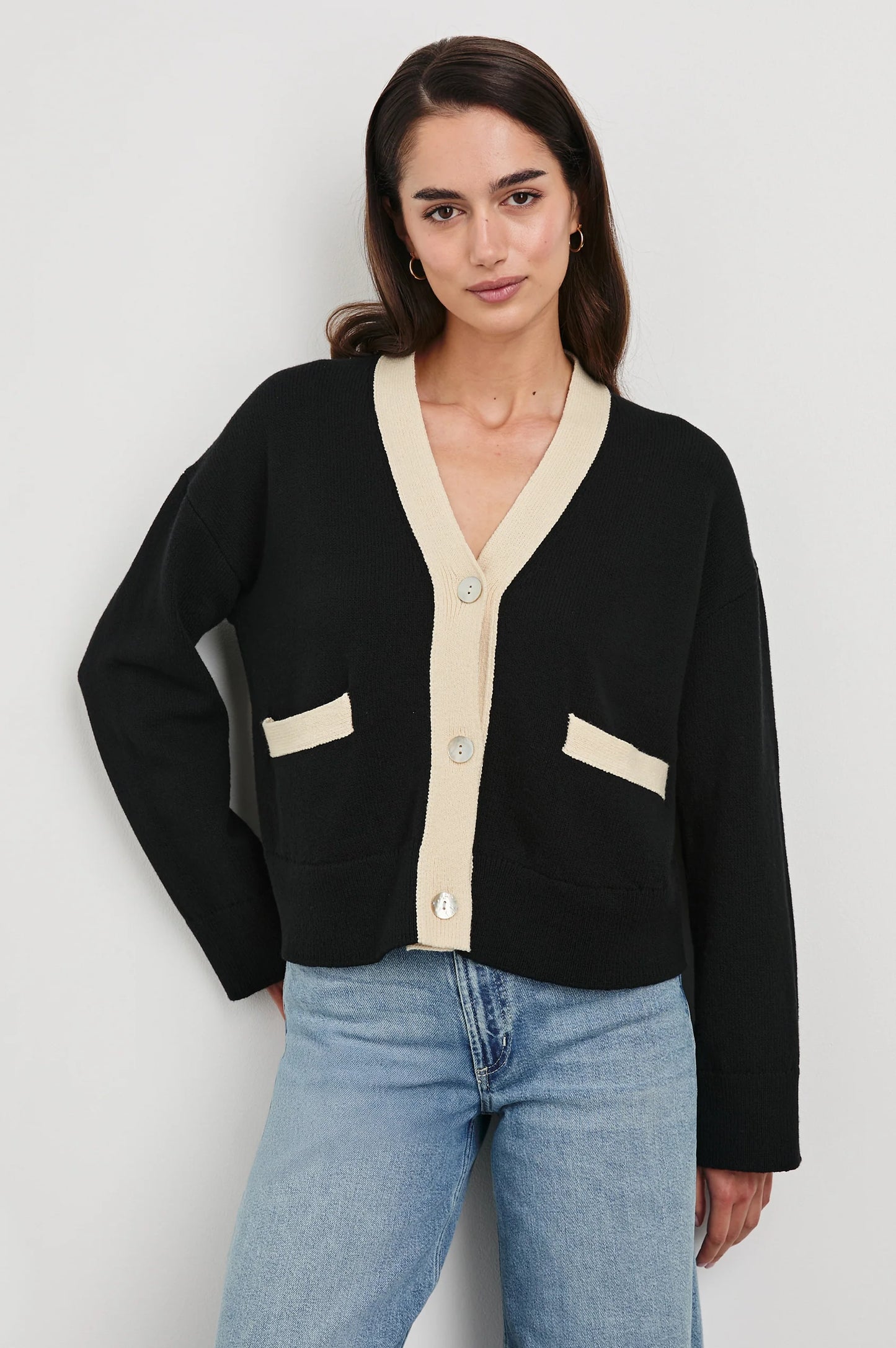 the GENEVA cardigan, black + ivory