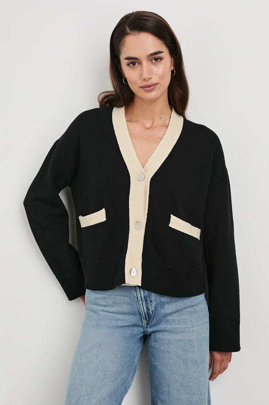 the GENEVA cardigan, black + ivory