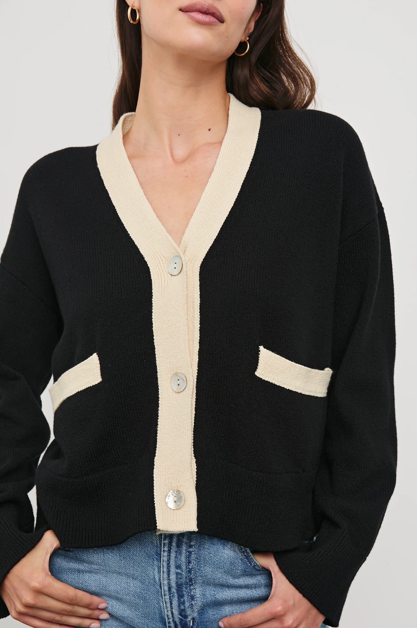 the GENEVA cardigan, black + ivory