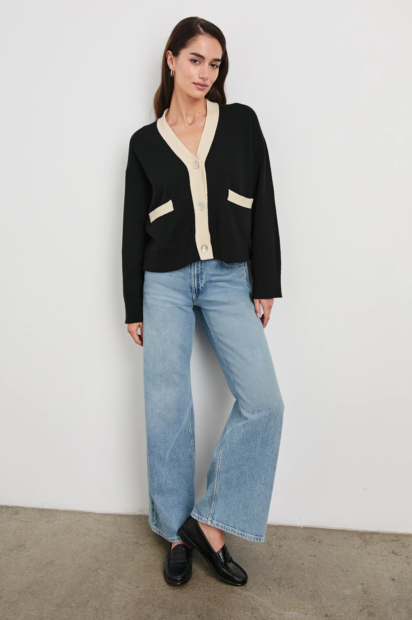 the GENEVA cardigan, black + ivory