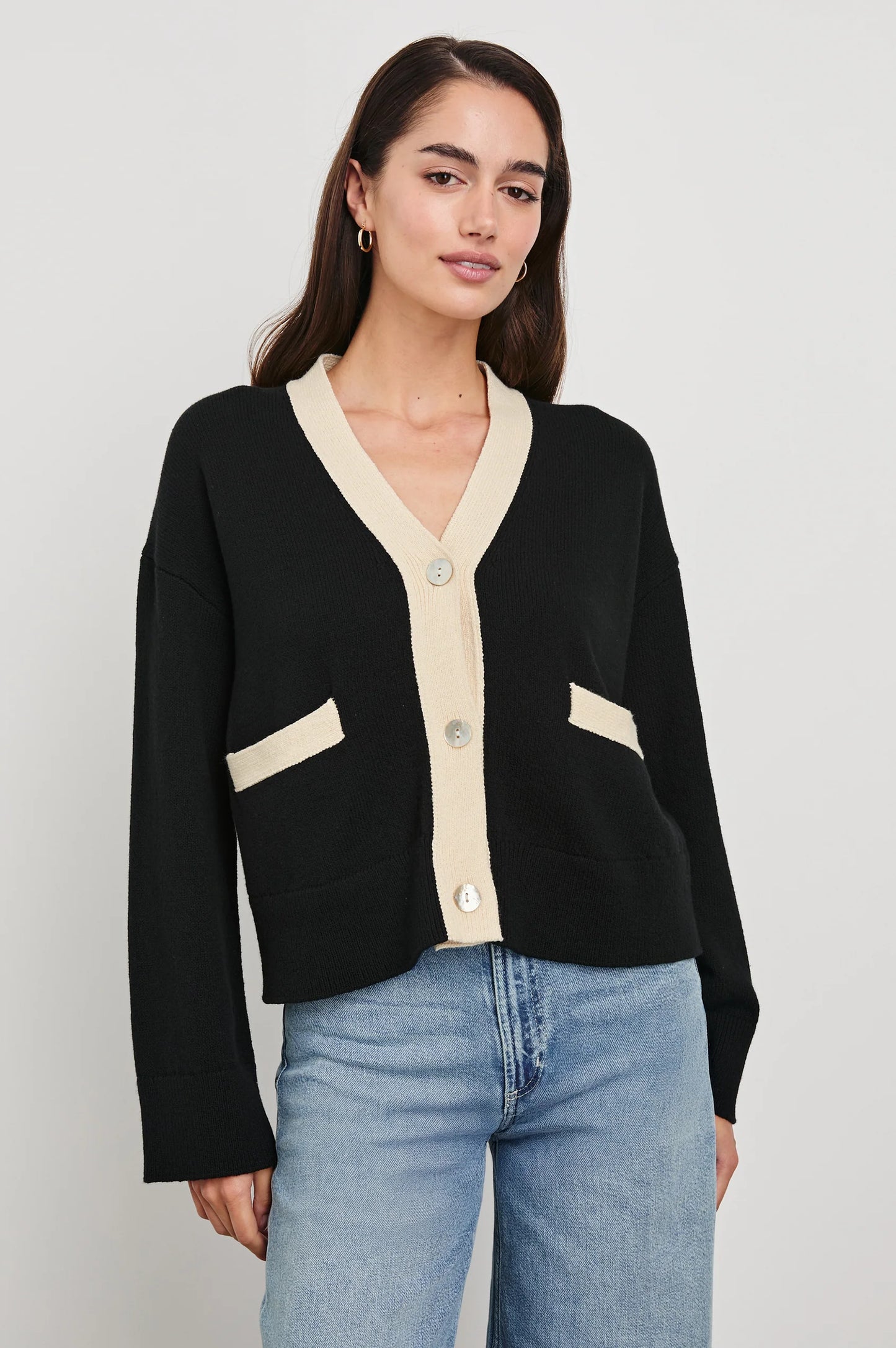 the GENEVA cardigan, black + ivory