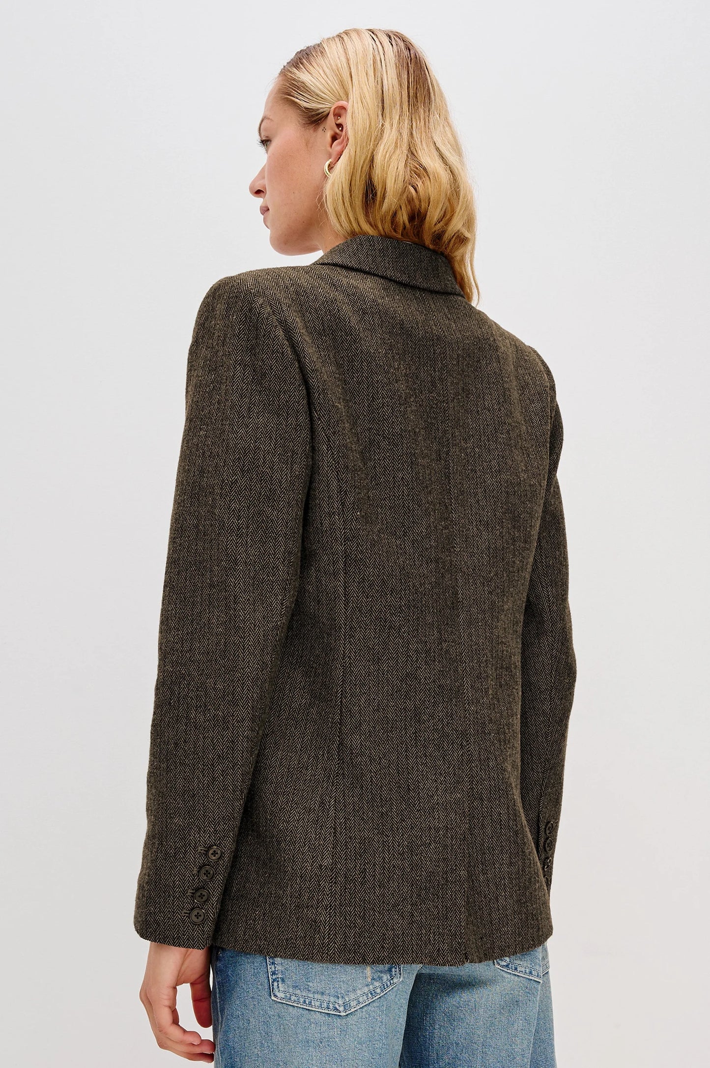 the JAC blazer, camel+black herringbone