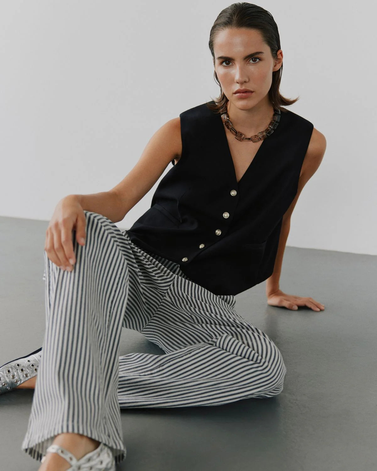 the LUCCA jean, black striped