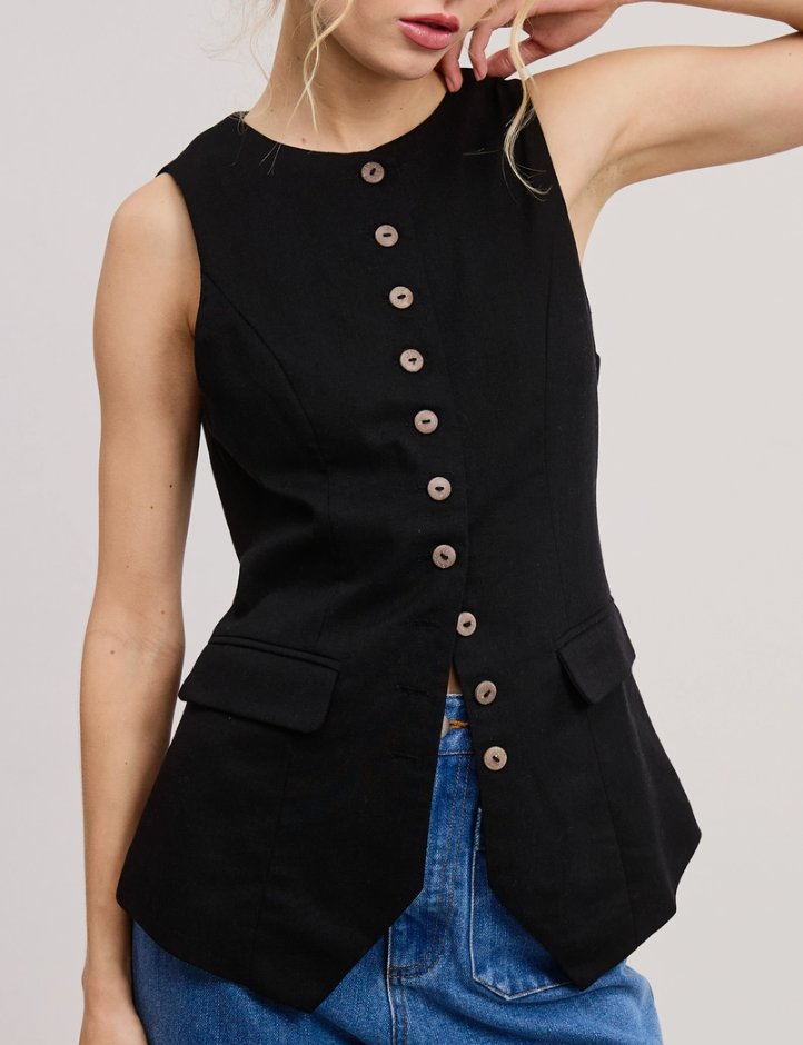 the LONG LINE vest, black