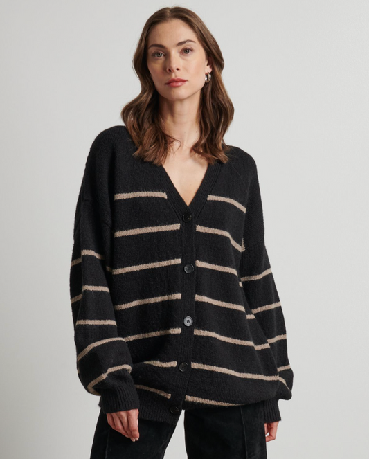 the DELLA cardigan, oyster stripe