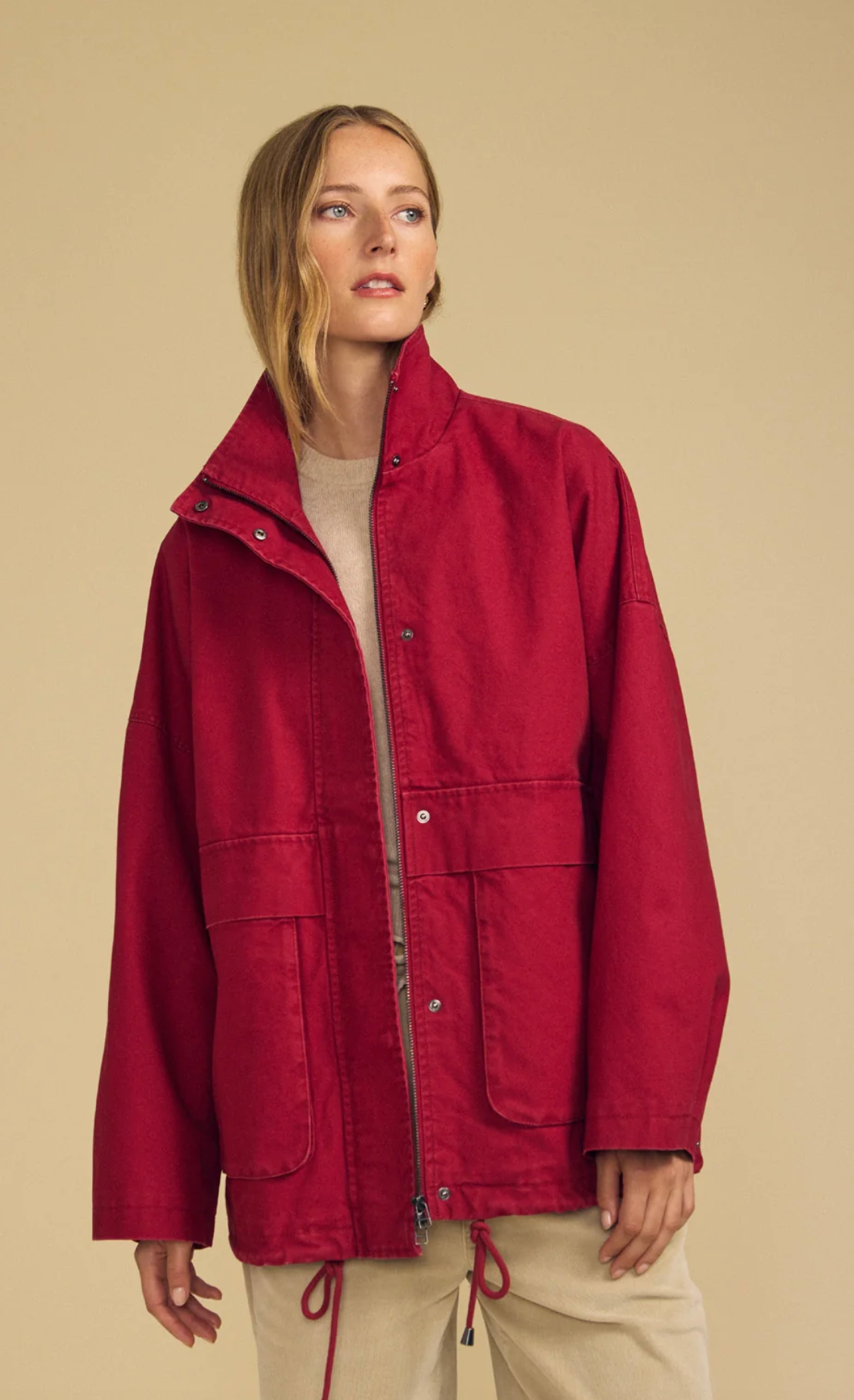 the HUNTER cotton canvas parka, crimson