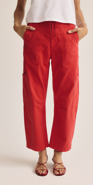 the SABRINA curved utility pant, maraschino