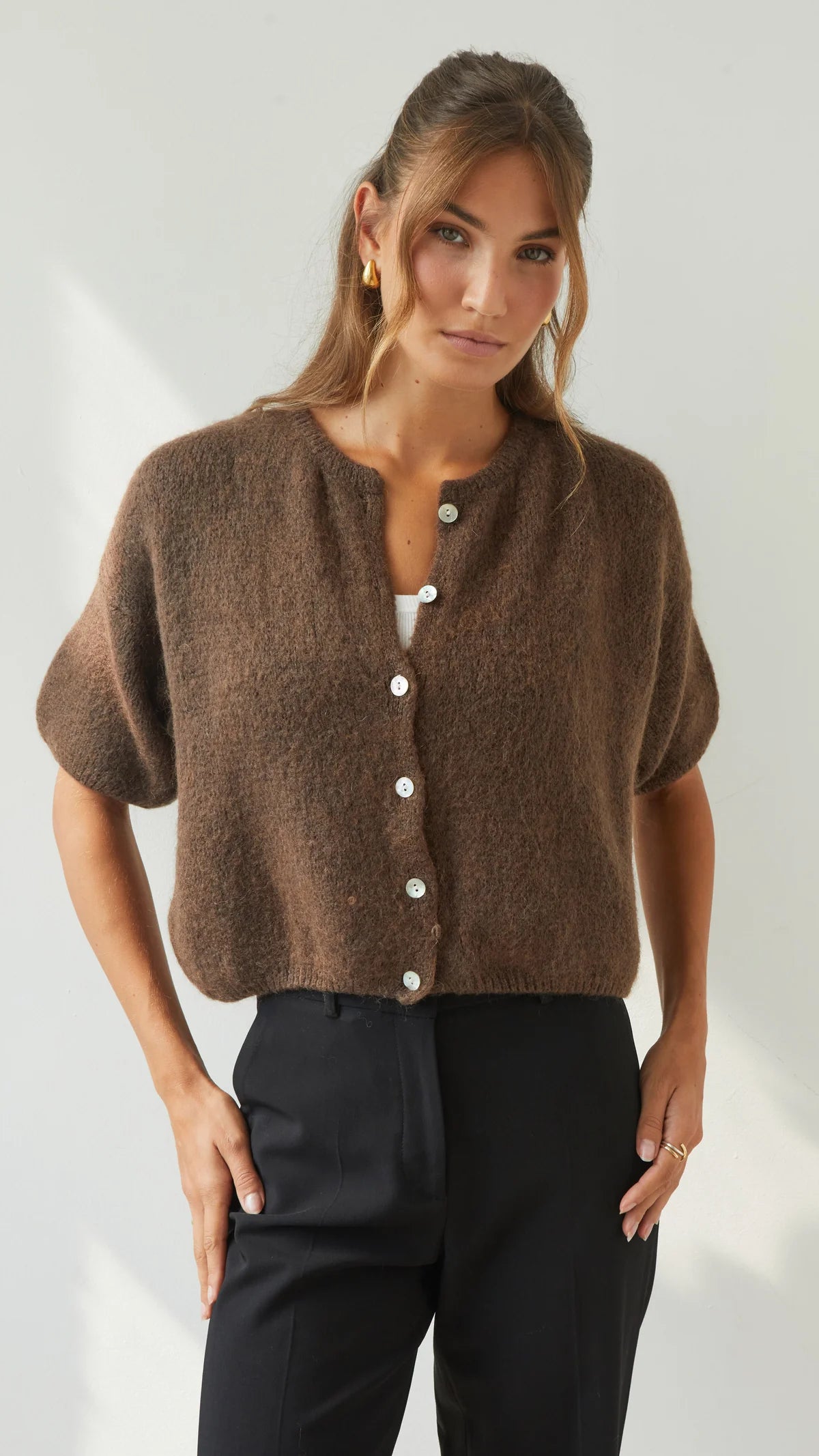 the EMME cardigan, espresso