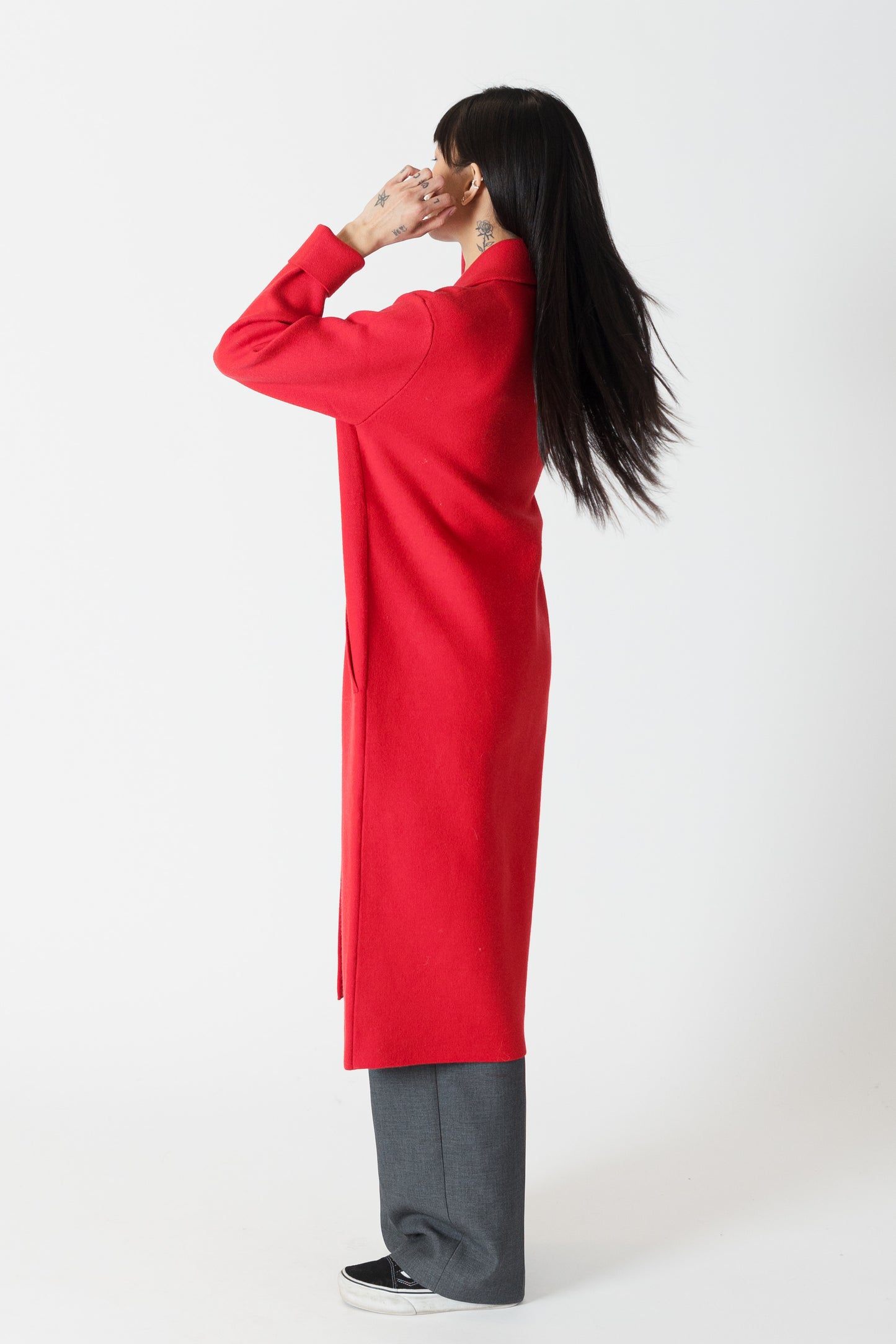 the VICKI coat, red