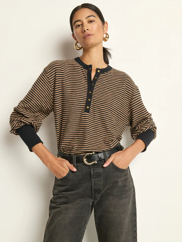 the VICTORIA henley, mini cocoa stripe