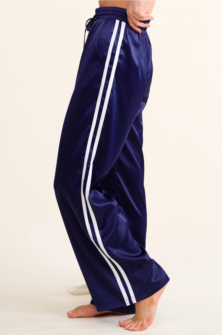 the SATIN track pant, navy