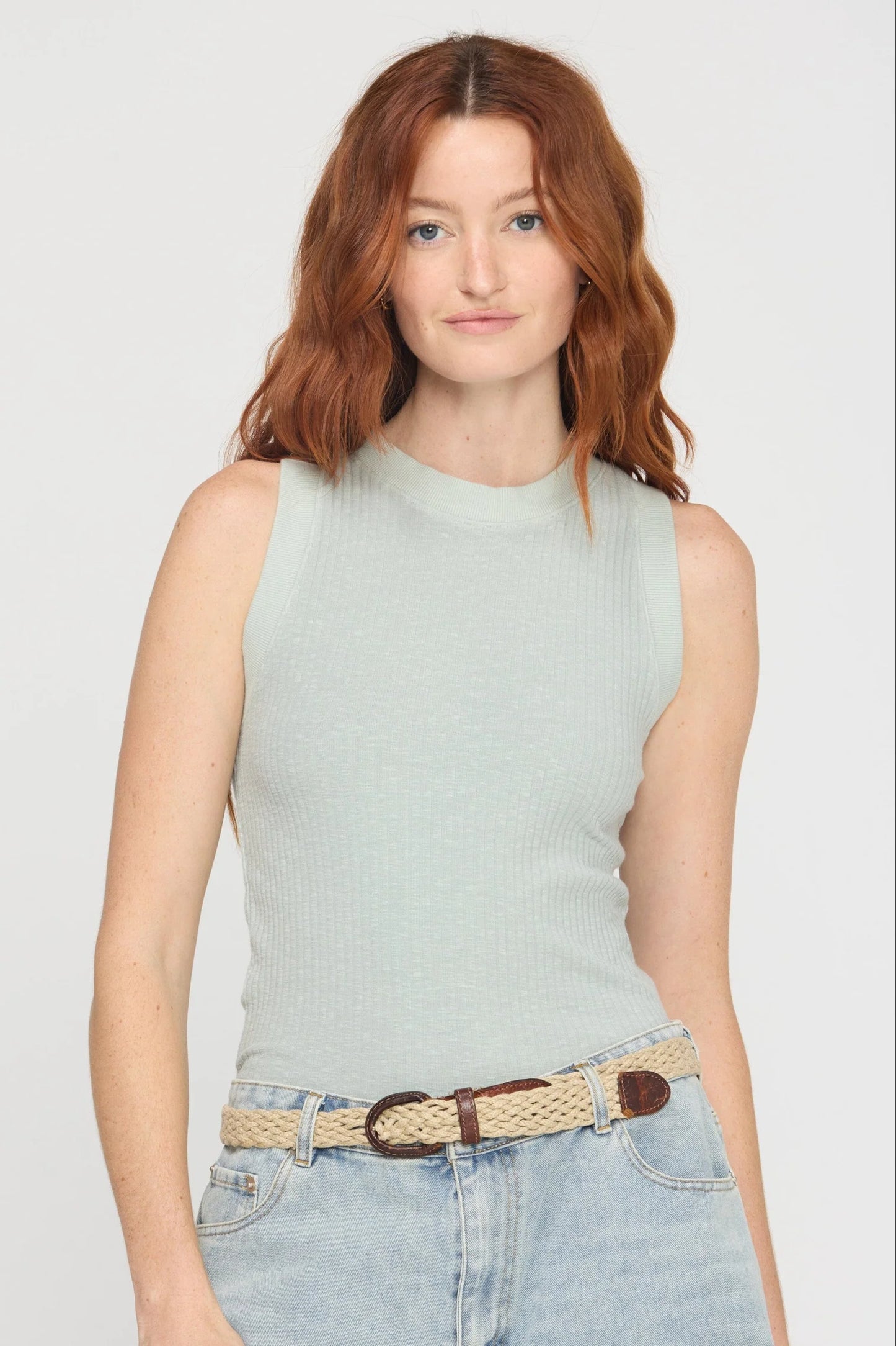 the PLAYER racerback tank, moonstone