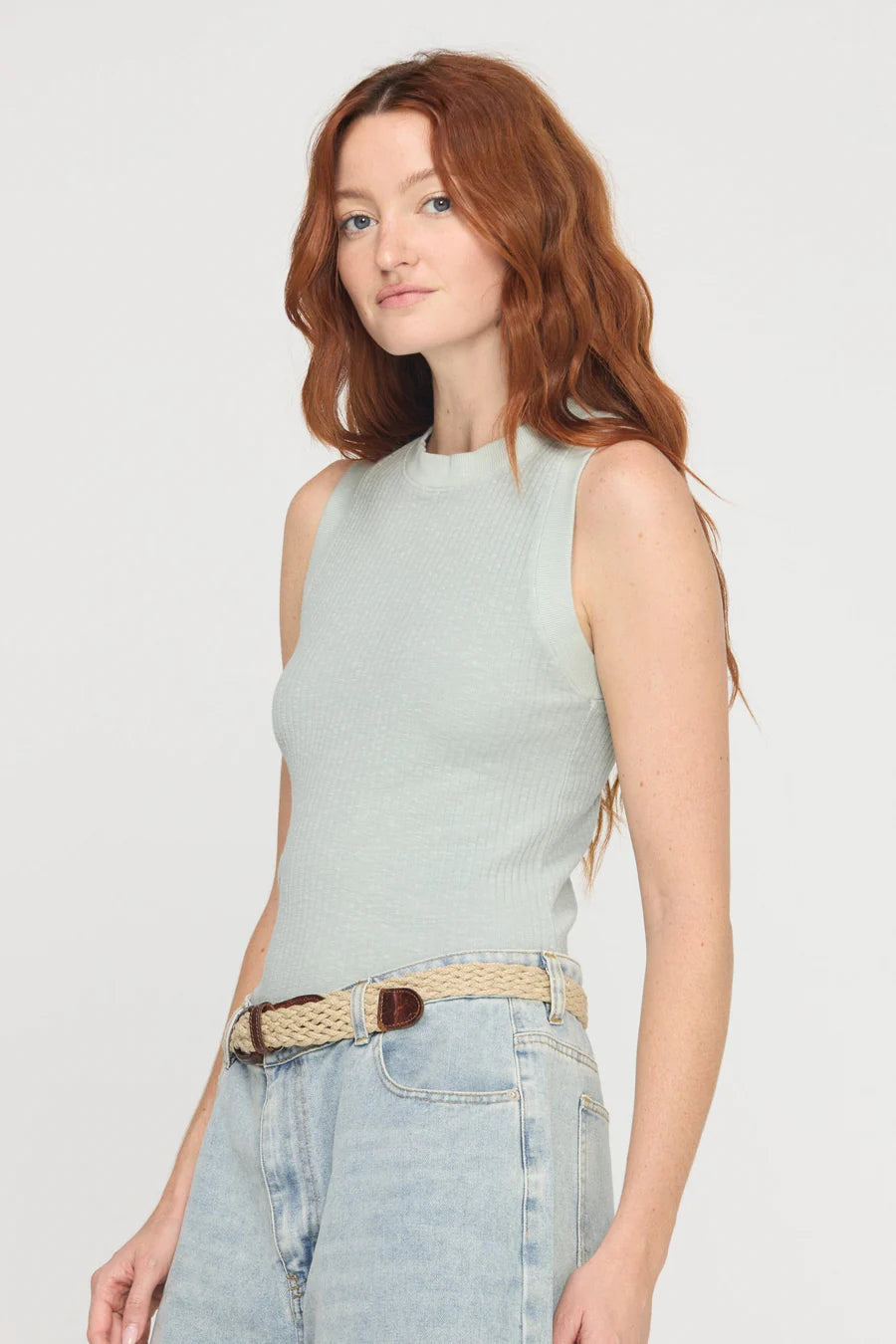 the PLAYER racerback tank, moonstone