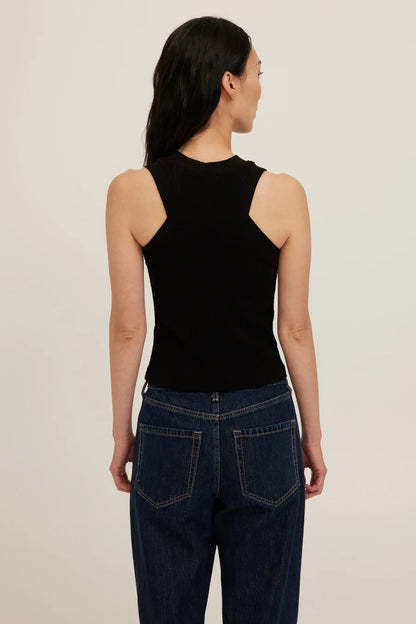 the PLAYER racerback tank, black