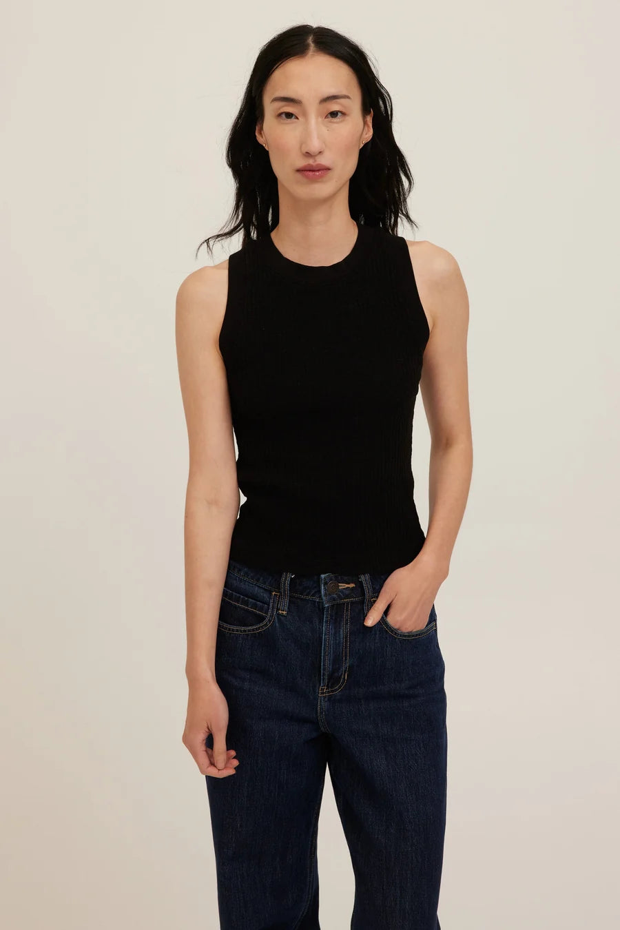 the PLAYER racerback tank, black