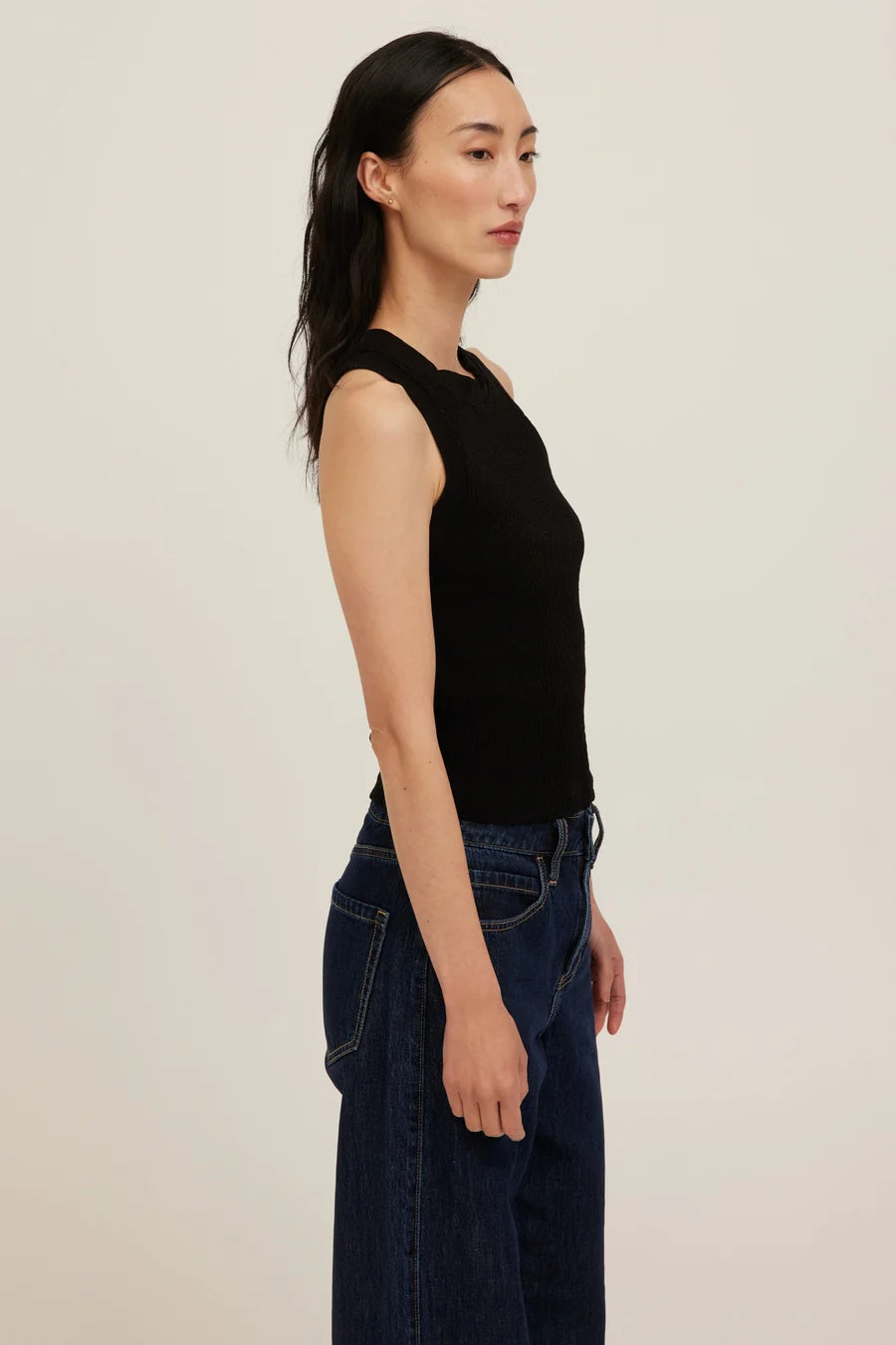 the PLAYER racerback tank, black