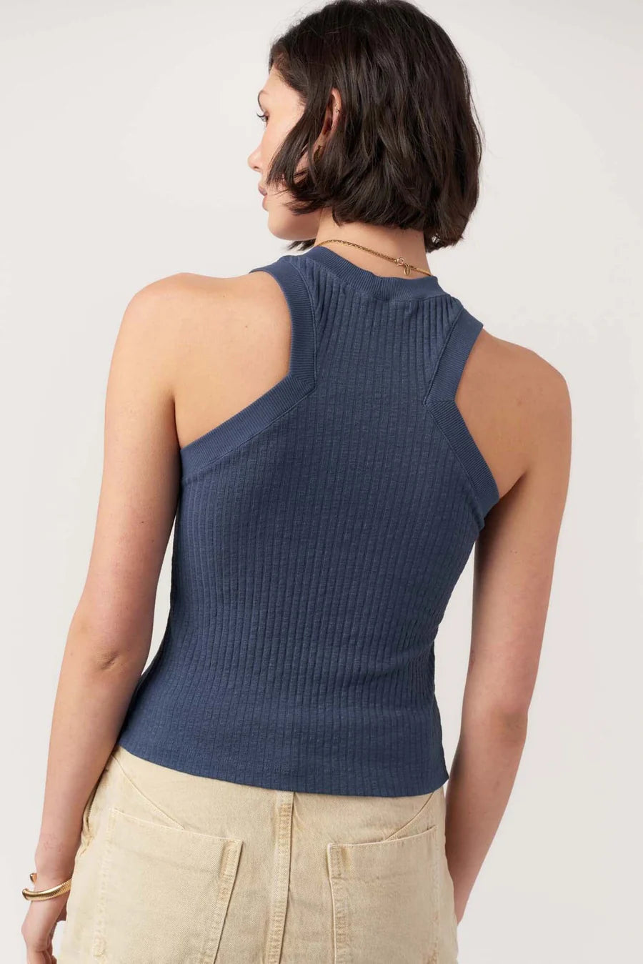 the PLAYER racerback tank, navy