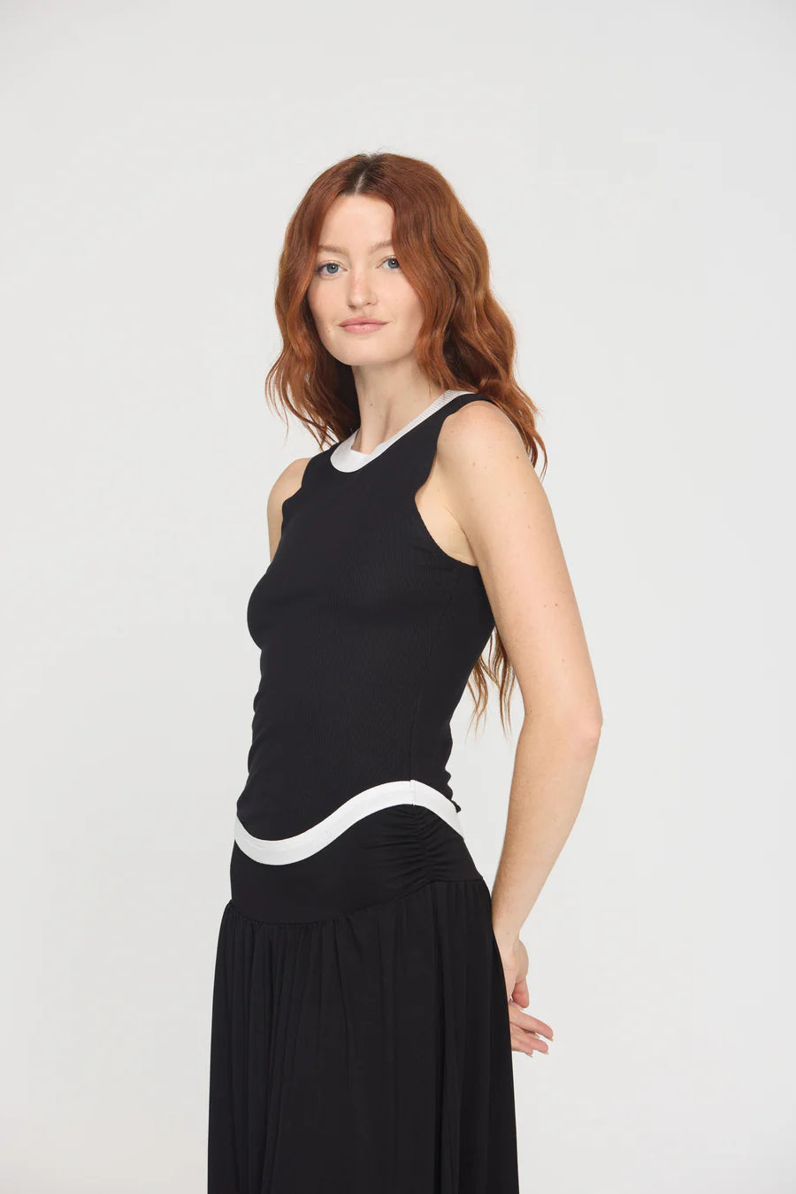the MARINE colorblocked rib tank, black
