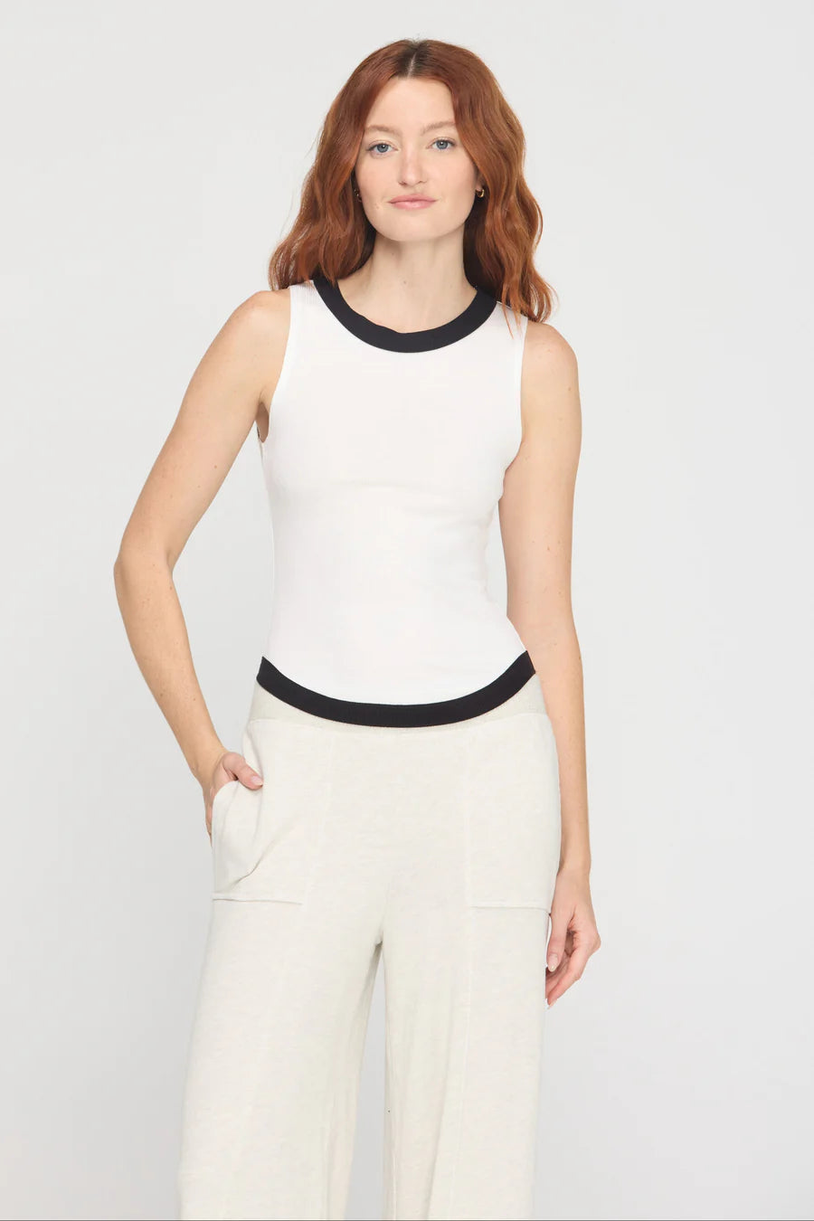 the MARINE colorblocked rib tank, white