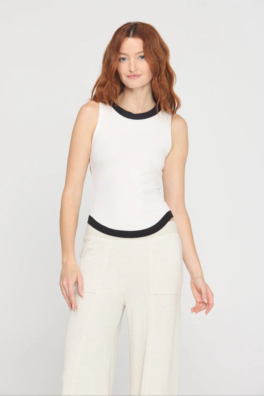 the MARINE colorblocked rib tank, white