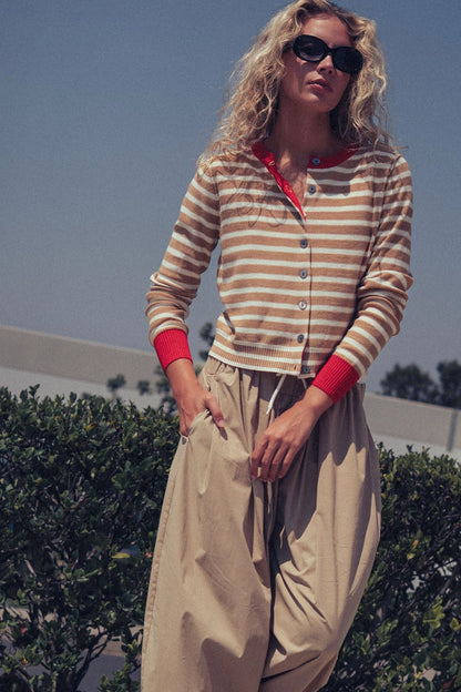 the STRIPE knit, camel