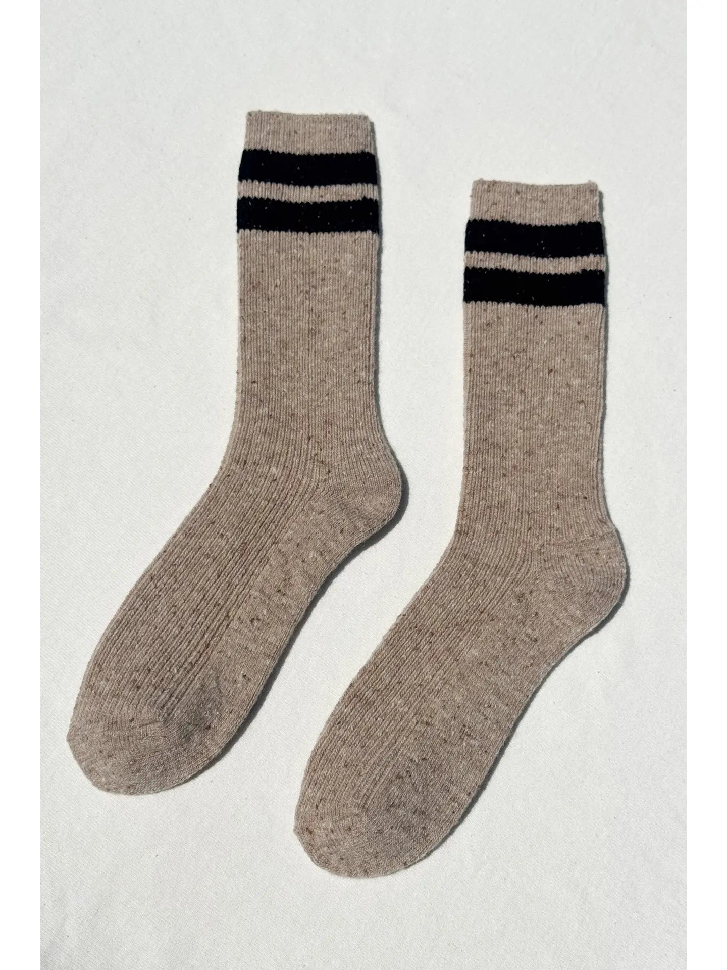 the SNOW varsity sock, beige+black