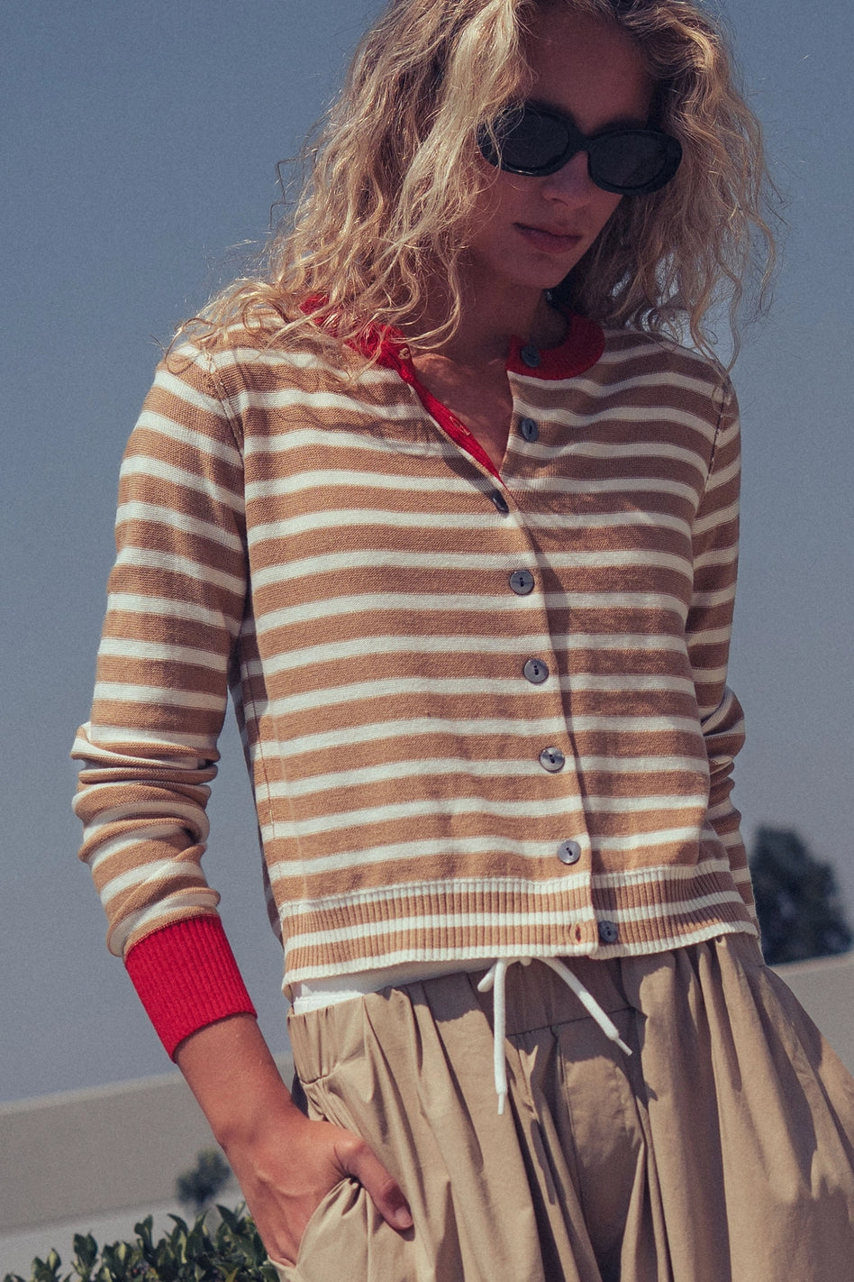 the STRIPE knit, camel