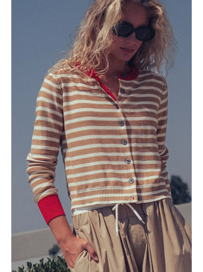 the STRIPE knit, camel