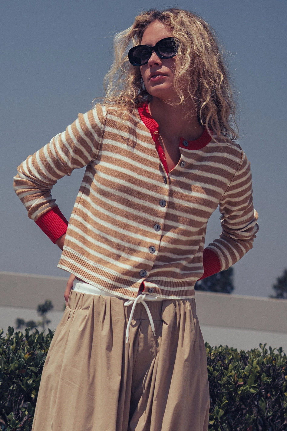 the STRIPE knit, camel