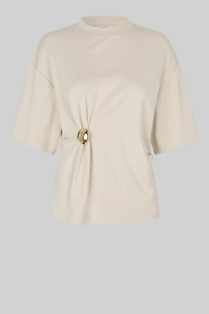 the ENORA brooch tee, soft beige