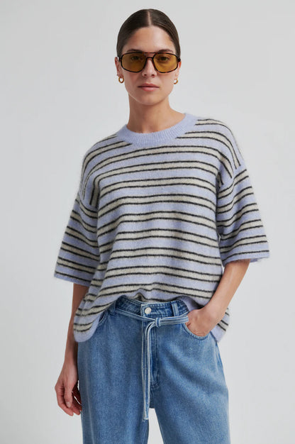 the STELLAR knit o-neck, halogen blue