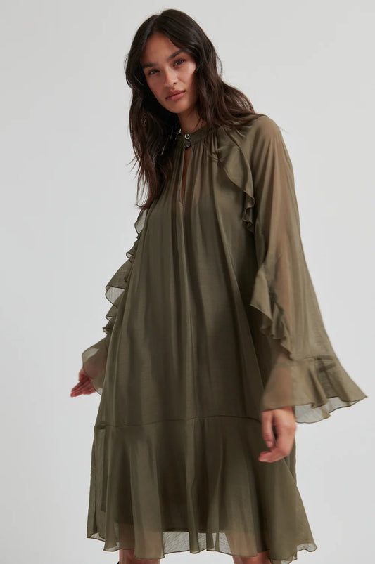 the NAJE frill dress, tarmac