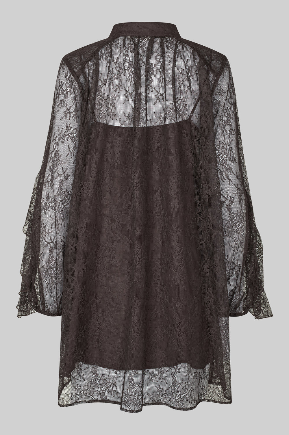 the SYBELL lace dress, chocolate