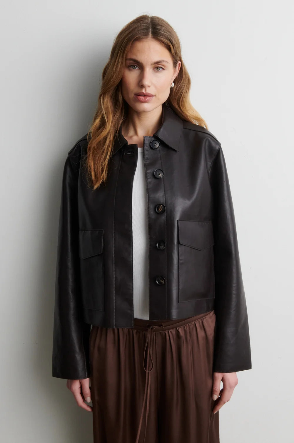 the EZAY leather jacket, demistasse