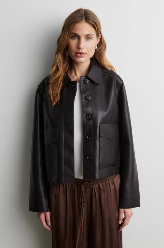 the EZAY leather jacket, demistasse