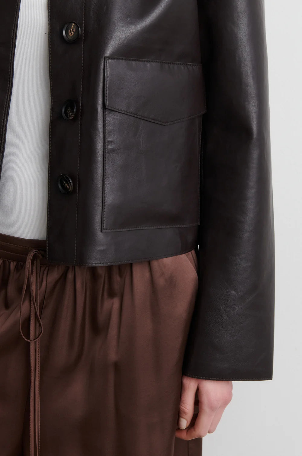 the EZAY leather jacket, demistasse