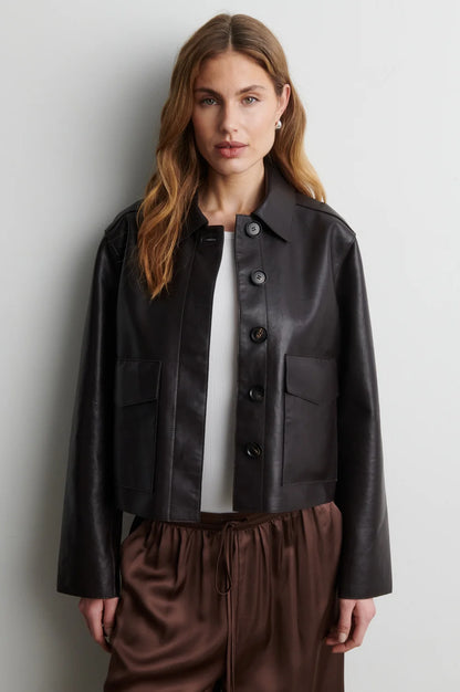 the EZAY leather jacket, demistasse