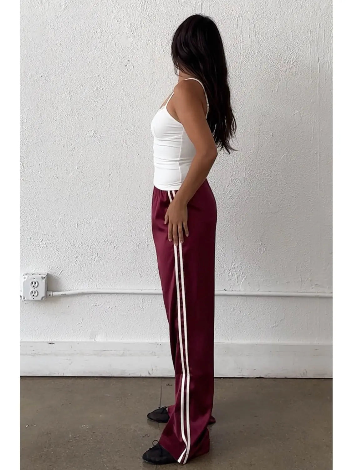 the COVE satin pant, merlot