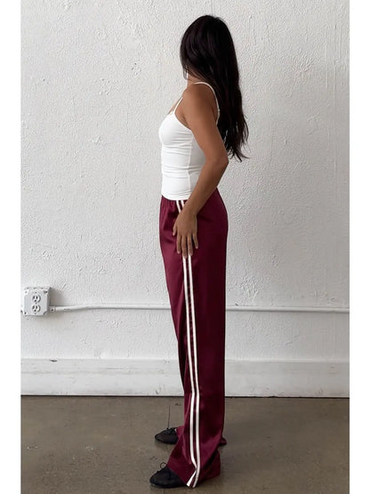 the COVE satin pant, merlot