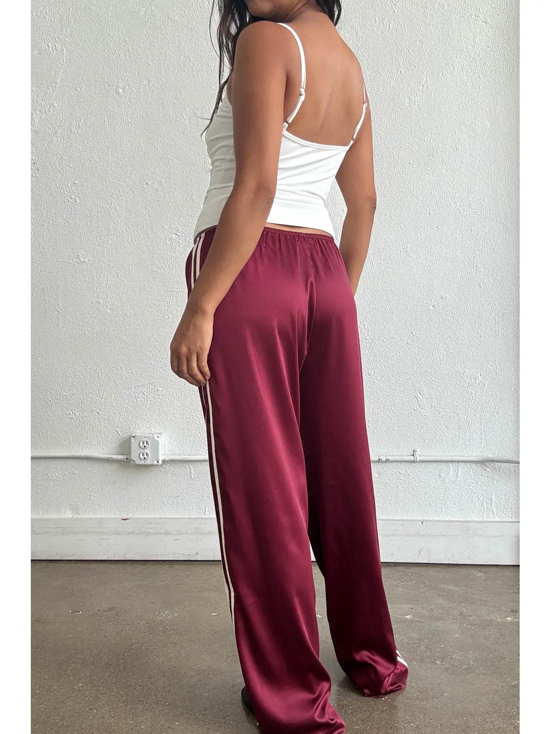 the COVE satin pant, merlot