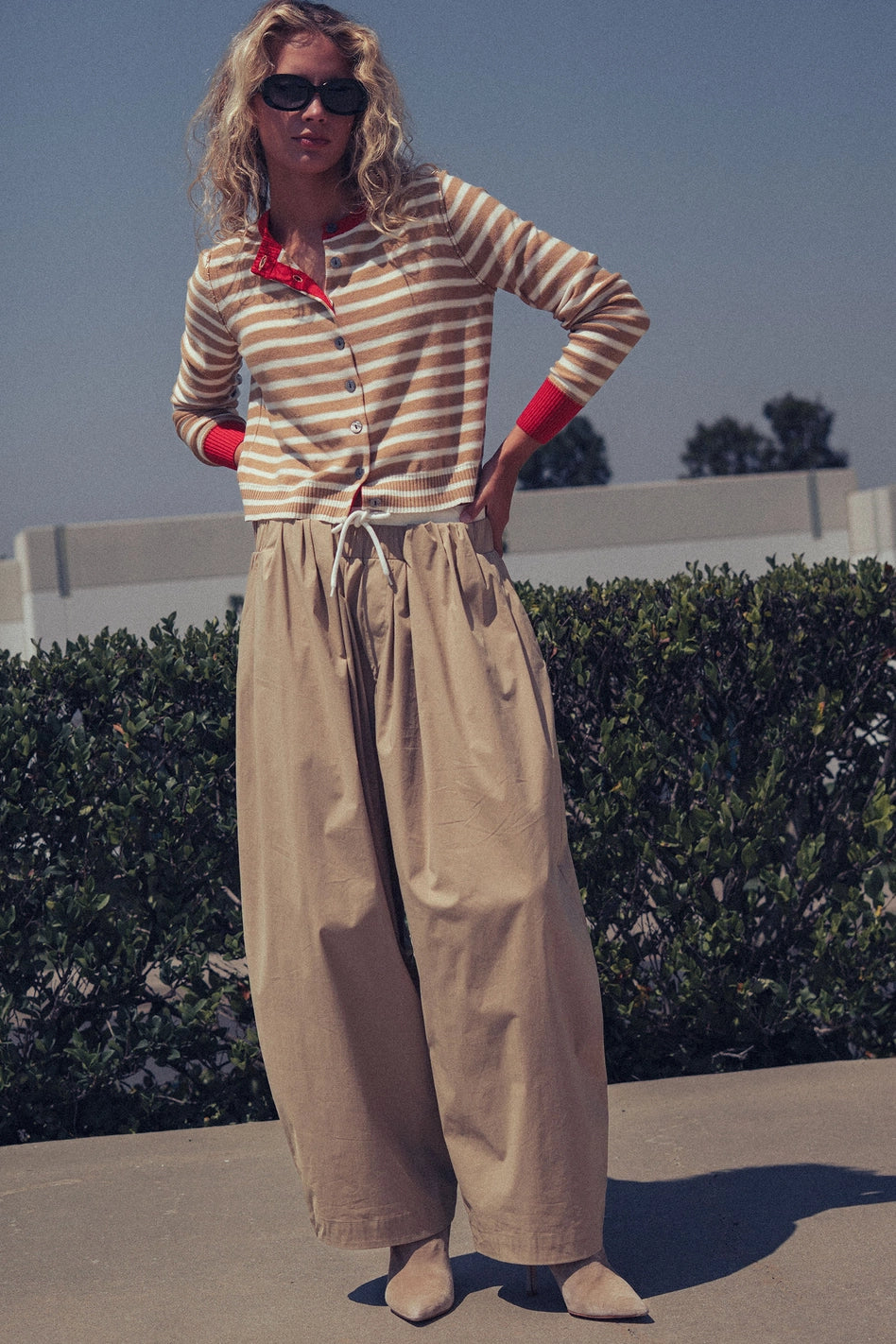 the STRIPE knit, camel
